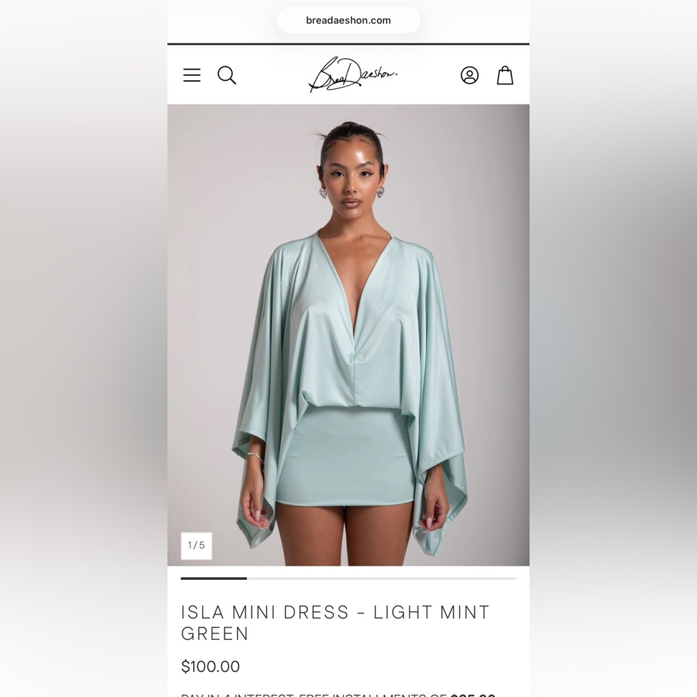 BreaDaeshon Isla Mini Dress - Light Mint Green